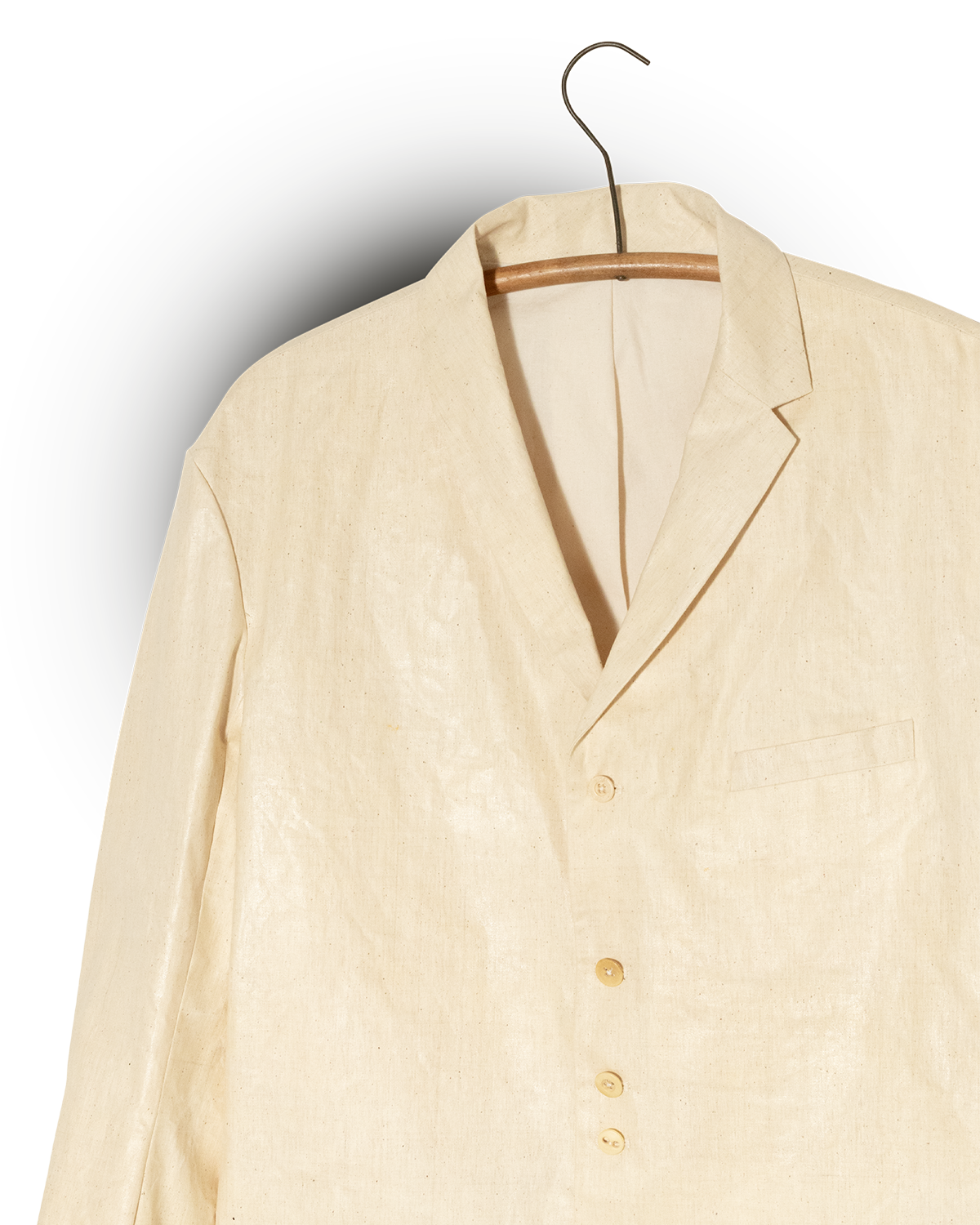 Chaqueta de traje color blanco huevo con solapas equivocadas (2023)