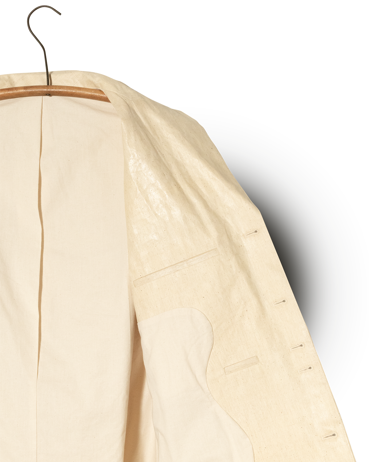 Chaqueta de traje color blanco huevo con solapas equivocadas (2023)