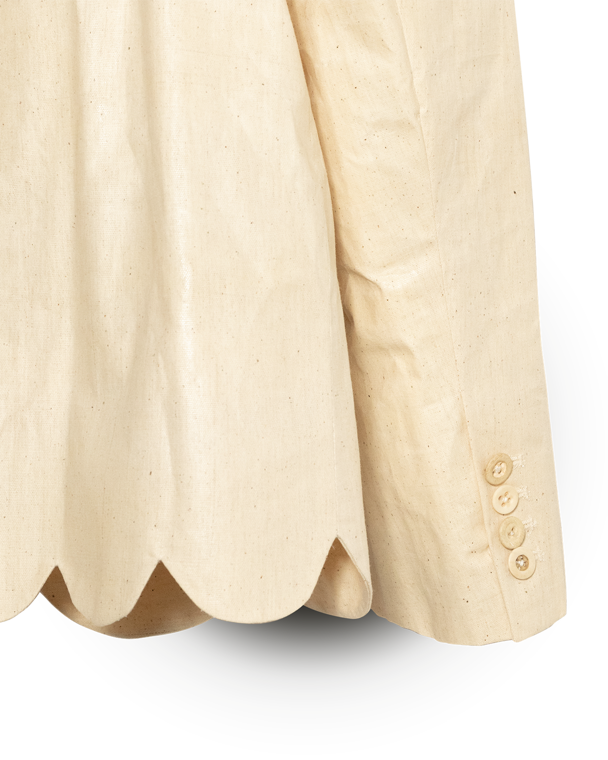 Chaqueta de traje color blanco huevo con solapas equivocadas (2023)