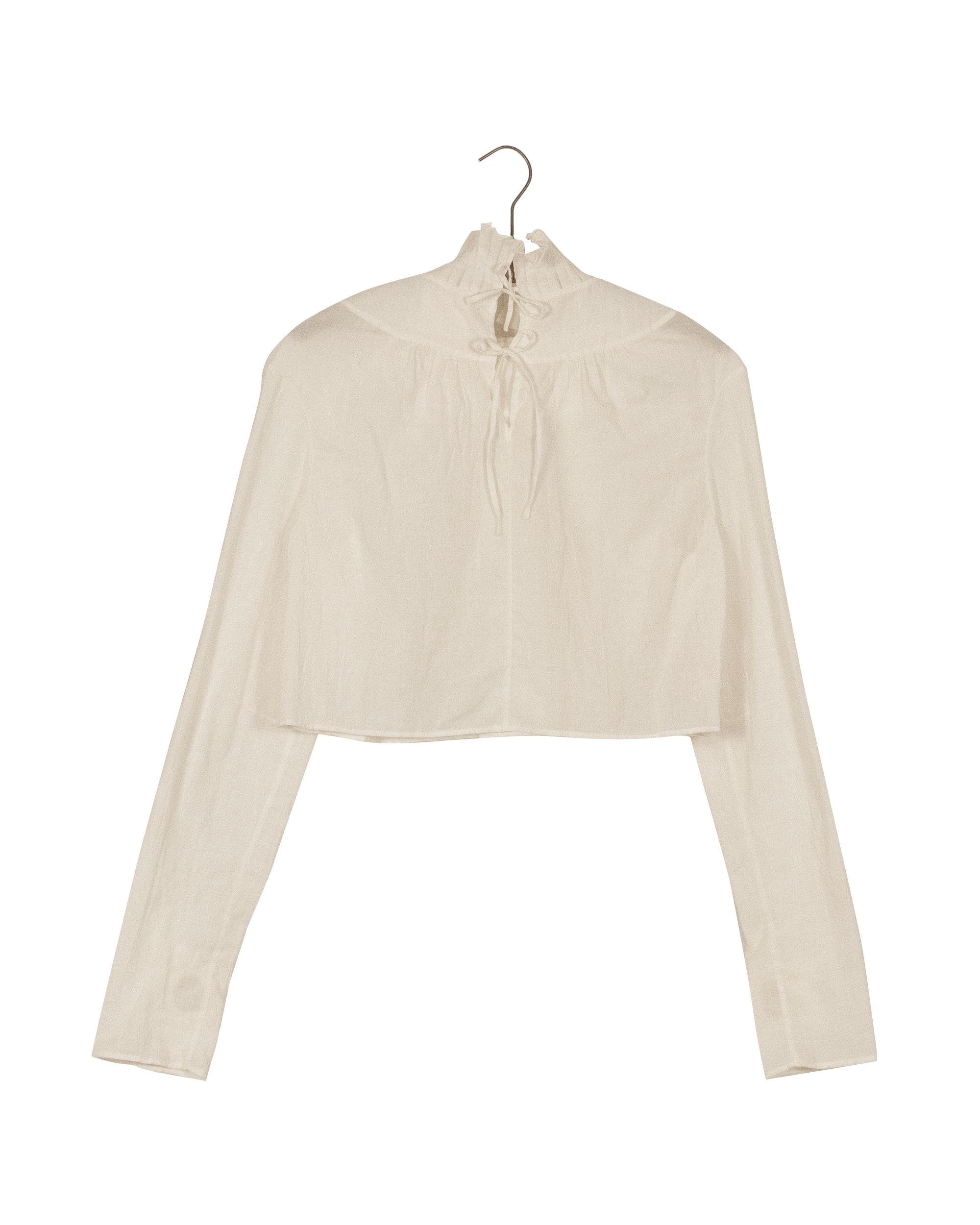 Ruff Collar Long Sleeve Woven T