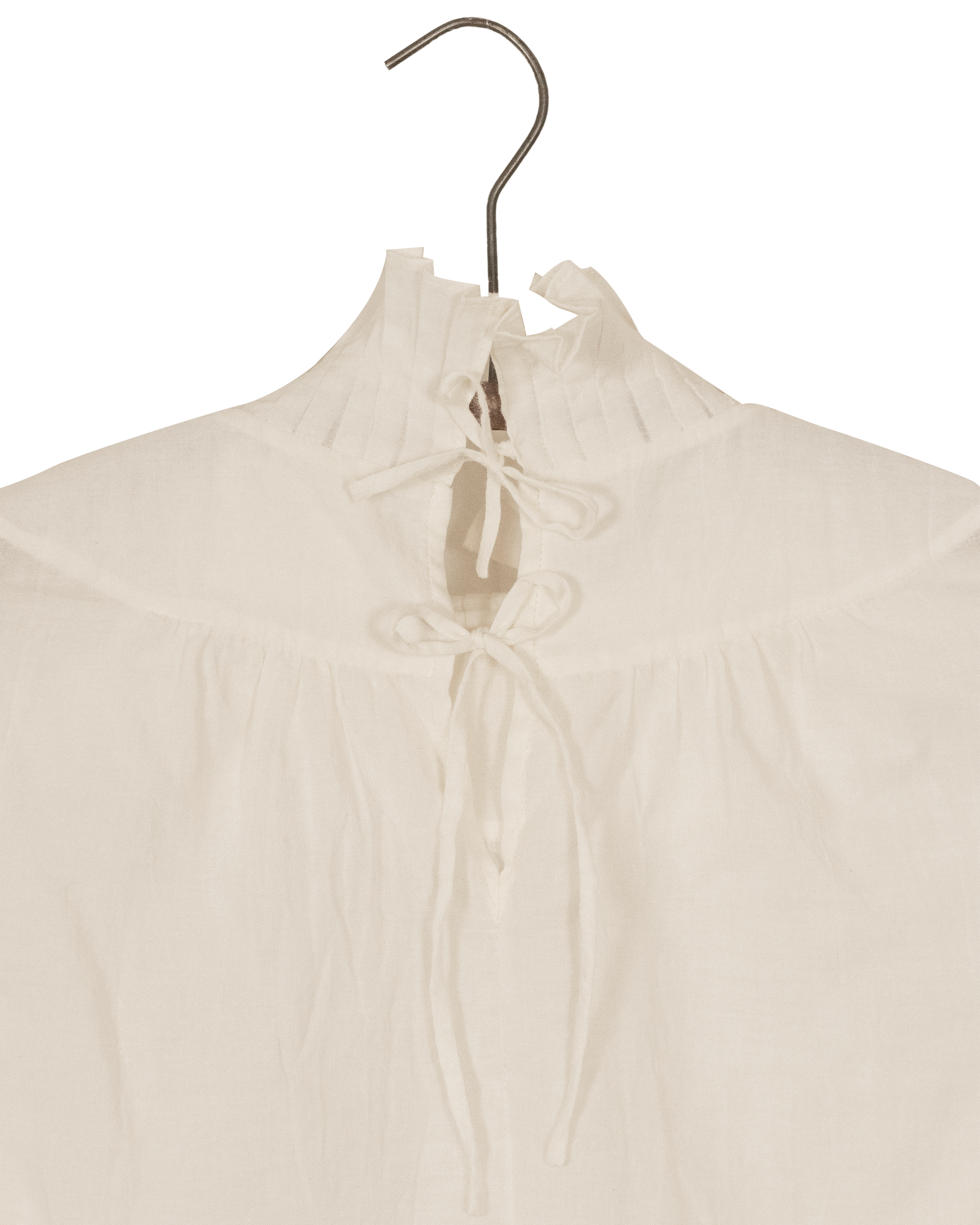 Ruff Collar Long Sleeve Woven T